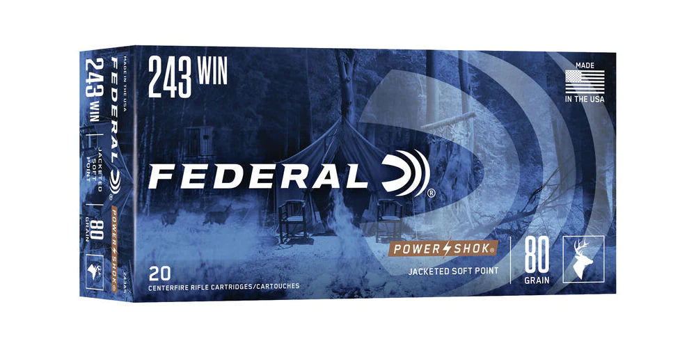 Wildhunter.ie - Federal | .243 | Jacketed Soft Point | Win 80gr -  Centre Fire Ammo 